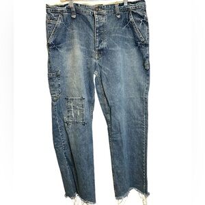 No Boundaries vintage denim patch jeans,  pocket‎ on side leg 36 x 28 distressed